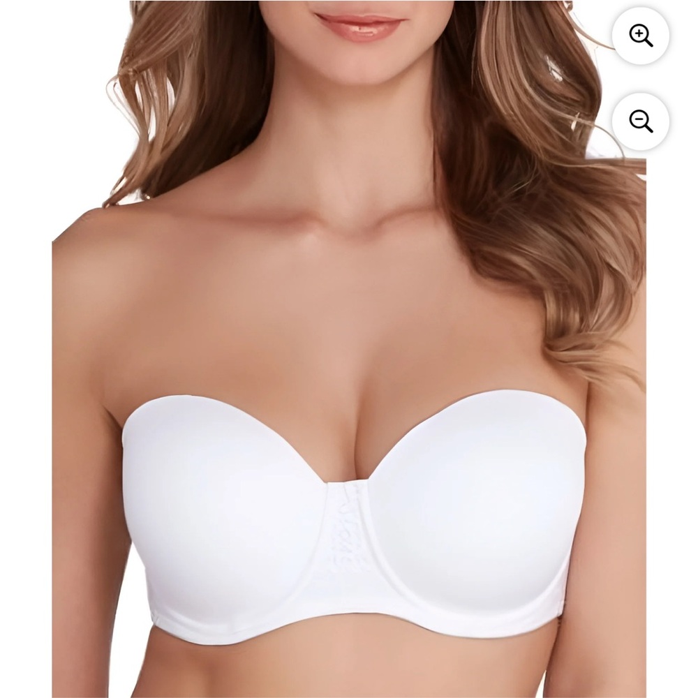 Vanity Fair Strapless Full Figure Underwire Bra 74380 White Size: 38DD‎ NWOT